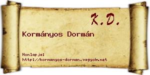 Kormányos Dormán névjegykártya